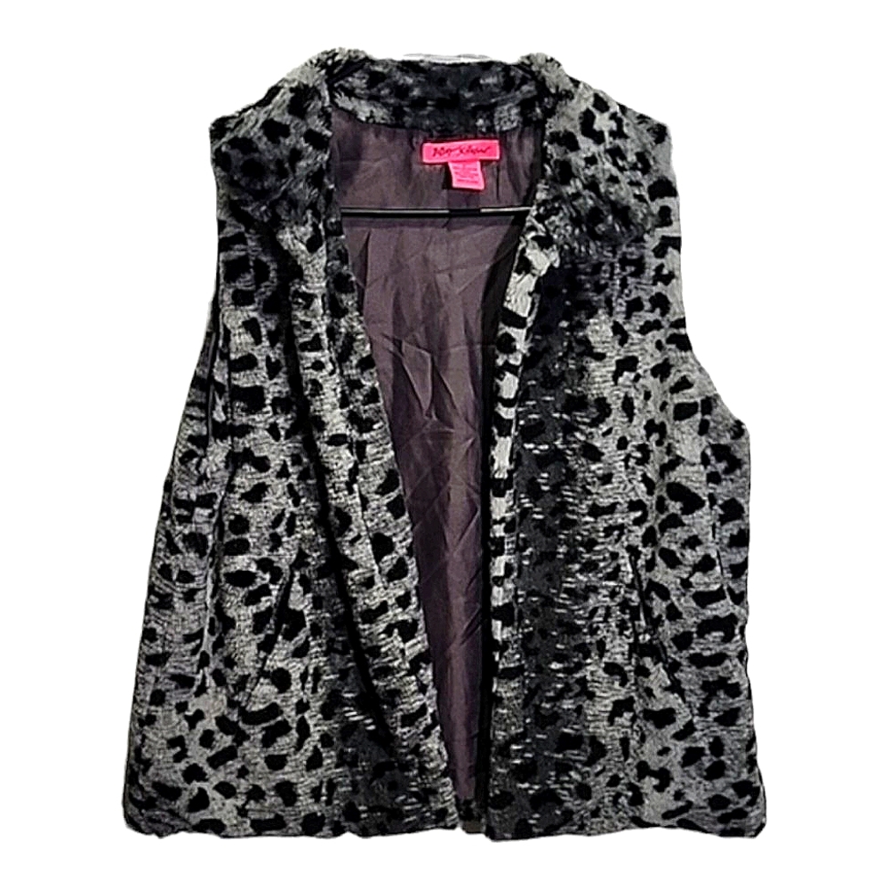 Betsy Johnson Faux Fur cheeta print vest size M